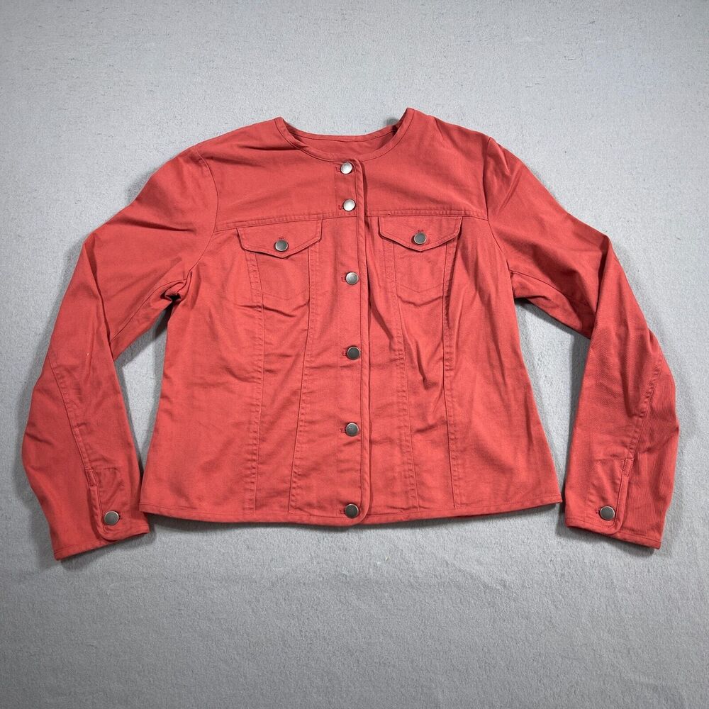 Pendleton Jacket Women Large Twill Laguna Orange Button Front Long Sleeve Casual